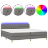 Image de vidaXL Sommier tapissier et matelas et LED Gris foncÃ© 200x200 cm Tissu