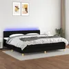 Image de vidaXL Sommier à lattes de lit et matelas et LED Noir 200x200 cm Tissu