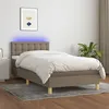 Image de vidaXL Sommier à lattes de lit avec matelas LED Taupe 90x190 cm Tissu