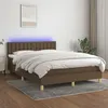 Image de vidaXL Sommier à lattes de lit matelas et LED Marron foncé 140x200 cm