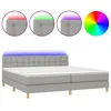 Image de vidaXL Sommier tapissier matelas et LED Gris clair 200x200 cm Tissu