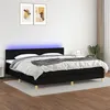 Image de vidaXL Sommier à lattes de lit et matelas et LED Noir 200x200 cm Tissu