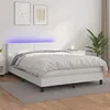 Image de vidaXL Sommier à lattes de lit avec matelas et LED Blanc 140x190 cm