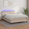 Image de vidaXL Sommier à lattes de lit avec matelas LED Cappuccino 140x190 cm