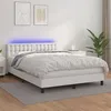 Image de vidaXL Sommier à lattes de lit avec matelas et LED Blanc 140x200 cm