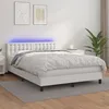 Image de vidaXL Vidaxl Sommier Tapissier Et Matelas Et Led Blanc 140x200 Cm Similicuir