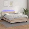 Image de vidaXL Sommier à lattes de lit avec matelas LED Cappuccino 140x200 cm