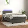 Image de vidaXL Sommier à lattes de lit avec matelas et LED Gris foncé 80x200cm3134250