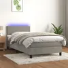 Image de vidaXL Sommier à lattes de lit avec matelas LED Gris clair 100x200 cm3134267