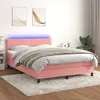 Image de vidaXL Sommier à lattes de lit avec matelas LED Rose 140x190cm Velours