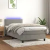Image de vidaXL Sommier à lattes de lit avec matelas LED Gris clair 100x200 cm