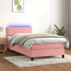 Image de vidaXL Sommier tapissier avec matelas et LED Rose 100x200 cm Velours