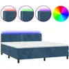 Image de vidaXL Vidaxl Sommier Tapissier Matelas Et Led Bleu Foncé 180x200 Cm Velours