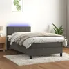 Image de vidaXL Sommier à lattes de lit et matelas et LED Gris foncé 80x200 cm