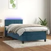 Image de vidaXL Sommier tapissier et matelas et LED Bleu foncÃ© 80x200cm Velours