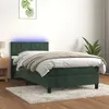 Image de vidaXL Sommier à lattes de lit et matelas et LED Vert foncé 90x190 cm
