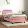 Image de vidaXL Sommier à lattes de lit avec matelas et LED Rose 90x200 cm
