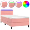 Image de vidaXL Sommier tapissier avec matelas et LED Rose 90x200 cm Velours