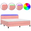 Image de vidaXL Sommier tapissier avec matelas et LED Rose 160x200 cm Velours