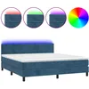 Image de vidaXL Vidaxl Sommier Tapissier Matelas Et Led Bleu Foncé 180x200 Cm Velours