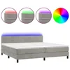 Image de vidaXL Sommier tapissier matelas et LED Gris clair 200x200 cm Velours