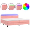 Image de vidaXL Sommier tapissier avec matelas et LED Rose 200x200 cm Velours