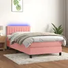 Image de vidaXL vidaXL Sommier à lattes de lit avec matelas et LED Rose 80x200 cm