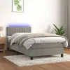 Image de vidaXL Sommier à lattes de lit avec matelas LED Gris clair 100x200 cm