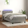 Image de vidaXL Sommier à lattes de lit avec matelas et LED Gris clair 80x200cm
