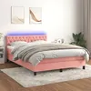 Image de vidaXL Sommier à lattes de lit avec matelas et LED Rose 140x190 cm