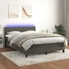 Image de vidaXL Sommier tapissier matelas et LED Gris foncÃ© 140x200 cm Velours