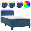 Image de vidaXL Sommier tapissier et matelas et LED Bleu foncÃ© 90x200cm Velours