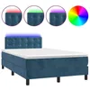 Image de vidaXL Sommier tapissier matelas et LED Bleu foncÃ© 120x200 cm Velours