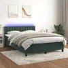Image de vidaXL Sommier tapissier matelas et LED Vert foncÃ© 140x200 cm Velours