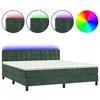 Image de vidaXL Sommier tapissier matelas et LED Vert foncÃ© 160x200 cm Velours