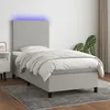 Image de vidaXL Sommier tapissier avec matelas et LED Gris clair 90x190cm Tissu
