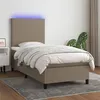 Image de vidaXL Sommier à lattes de lit et matelas et LED Taupe 90x190 cm Tissu
