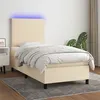 Image de vidaXL Sommier à lattes de lit et matelas et LED Crème 90x190 cm Tissu