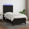 Image de vidaXL Sommier tapissier avec matelas et LED Noir 90x200 cm Tissu