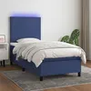 Image de vidaXL Sommier à lattes de lit avec matelas et LED Bleu 90x200cm Tissu