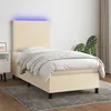 Image de vidaXL Sommier à lattes de lit et matelas et LED Crème 100x200cm Tissu