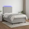 Image de vidaXL Sommier tapissier matelas et LED Gris clair 120x200 cm Tissu