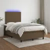 Image de vidaXL Sommier tapissier matelas et LED Marron foncÃ© 120x200 cm Tissu
