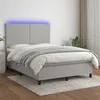 Image de vidaXL Sommier à lattes de lit et matelas et LED Gris clair 140x190 cm