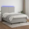Image de vidaXL Sommier tapissier et matelas et LED Gris clair 140x190 cm Tissu