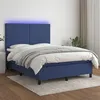 Image de vidaXL Sommier à lattes de lit et matelas et LED Bleu 140x190 cm Tissu