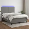 Image de vidaXL Sommier à lattes de lit et matelas et LED Gris foncé 140x200 cm
