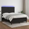 Image de vidaXL Sommier à lattes de lit et matelas et LED Noir 140x200 cm Tissu
