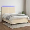 Image de vidaXL Sommier à lattes de lit et matelas et LED Crème 140x200cm Tissu