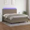 Image de vidaXL Sommier à lattes de lit et matelas et LED Taupe 180x200cm Tissu